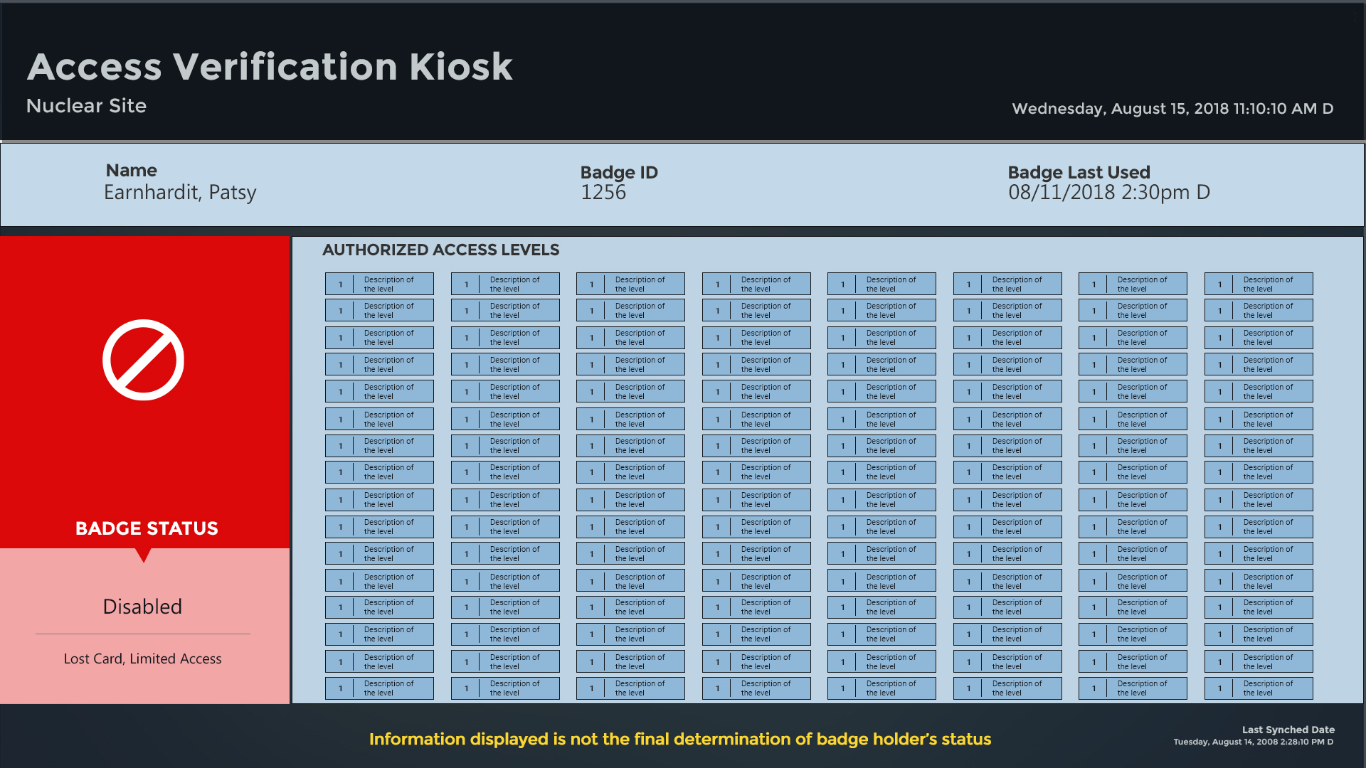 Kiosk Clear Message Access Denied