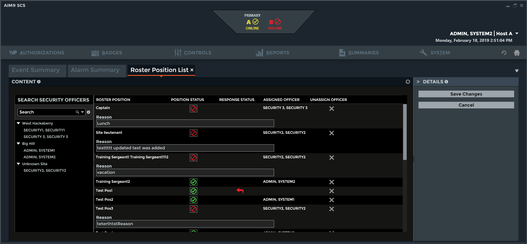 Roster Position Implemented