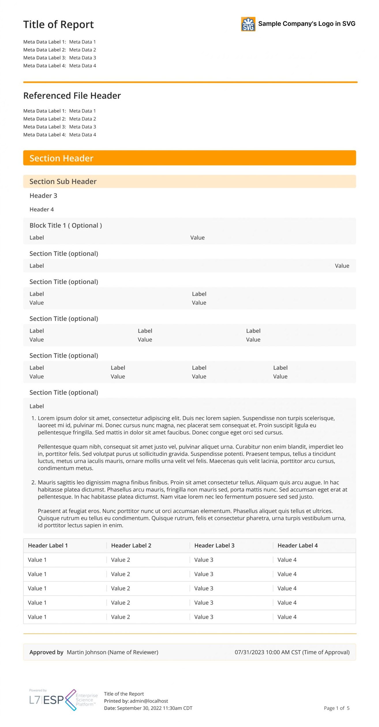General Report Design