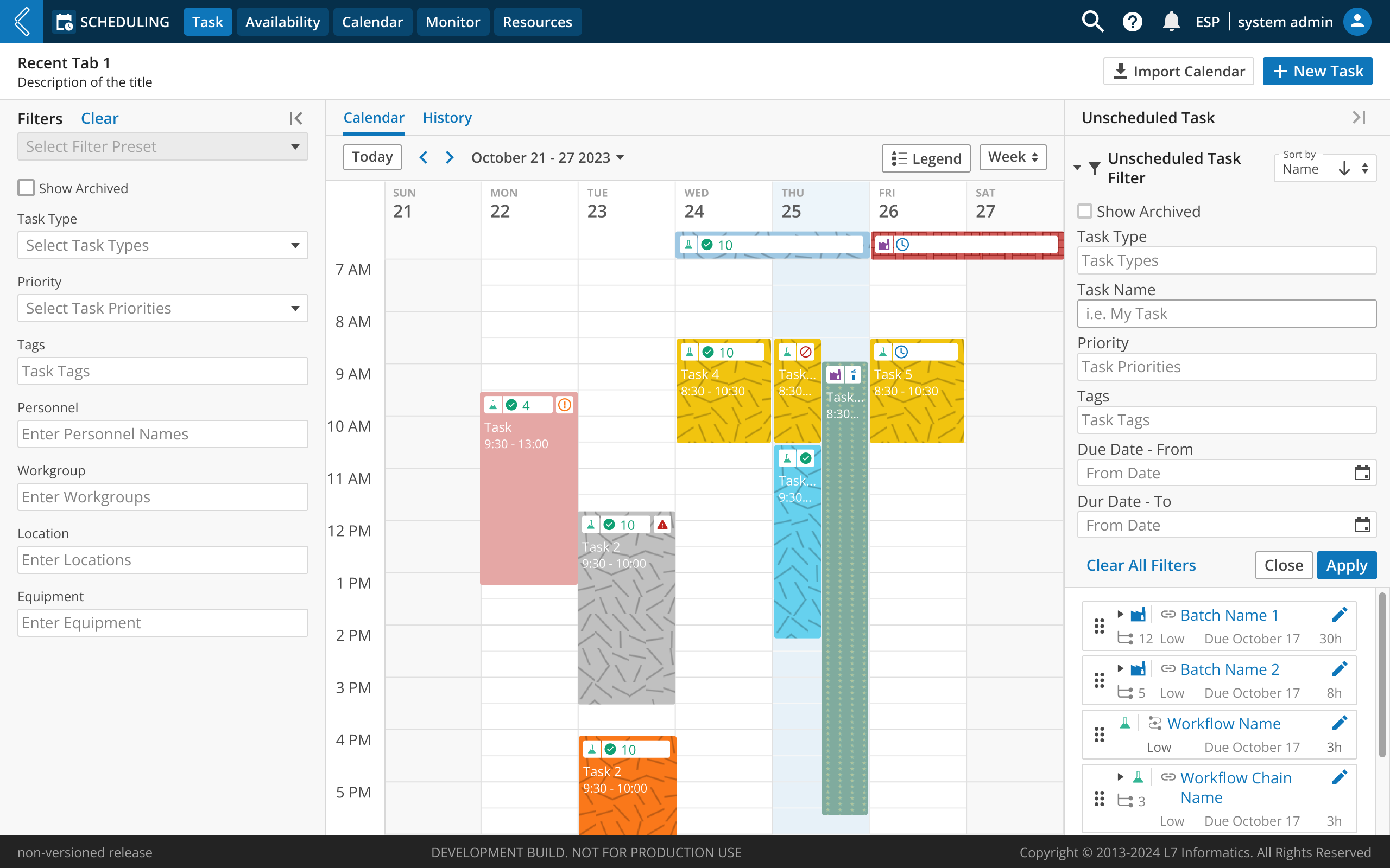 Scheduling Calendar View Filter Open